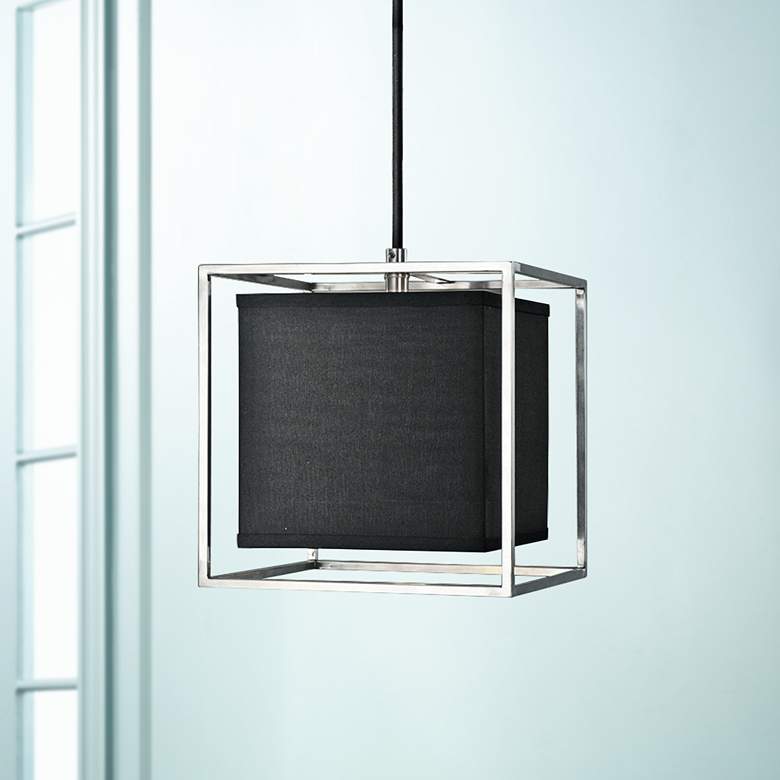 Image 1 Uttermost Grafton 8 inch Wide Brushed Nickel and Black Pendant