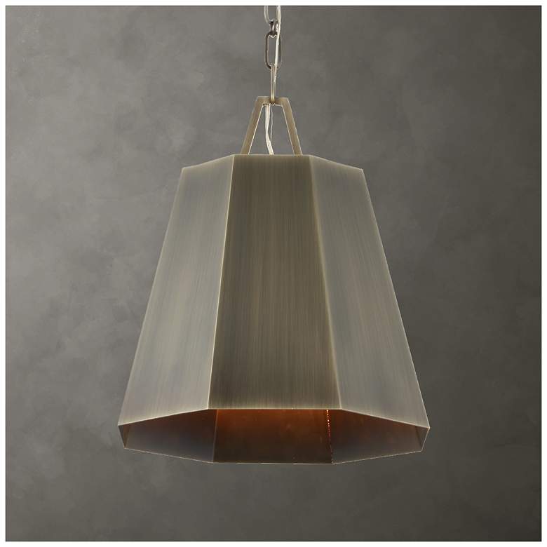 Image 1 Uttermost Granada 15" Wide Weathered Brass 1-Light Pendant