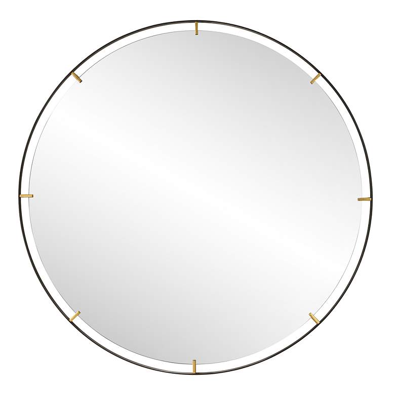 Image 2 Uttermost Grand Pendulum Black 72 1/4" Round Wall Mirror