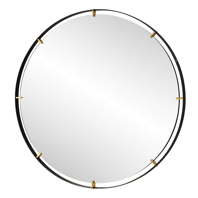 Image 4 Uttermost Grand Pendulum Black 72 1/4" Round Wall Mirror more views