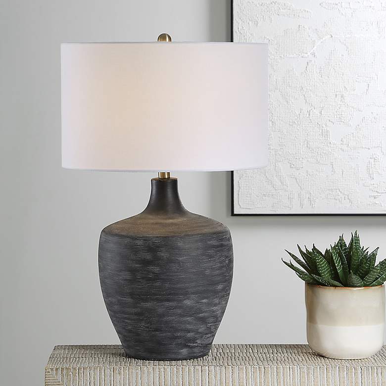 Image 1 Uttermost Graphite 24 1/2" Charcoal Ceramic Table Lamp