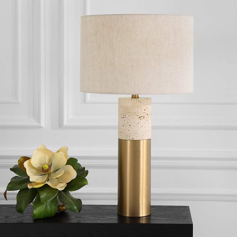 Image 3 Uttermost Gravitas 27 1/2" Brushed Brass and Stone Table Lamp more views