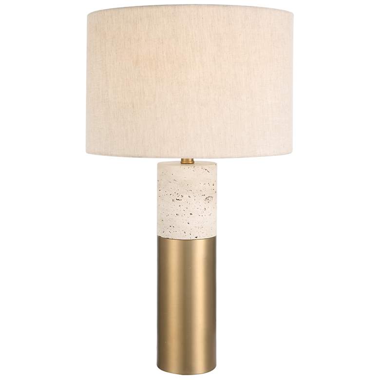 Image 1 Uttermost Gravitas Brushed Brass and Stone Table Lamp