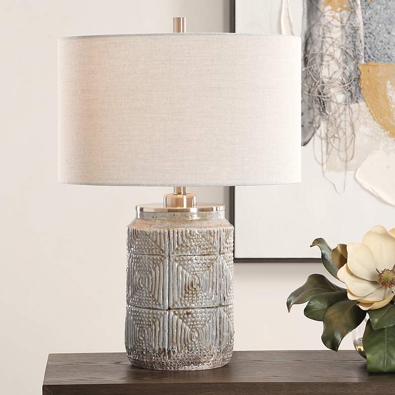 Image 1 Uttermost Graydon Dusty Gray Ceramic Table Lamp