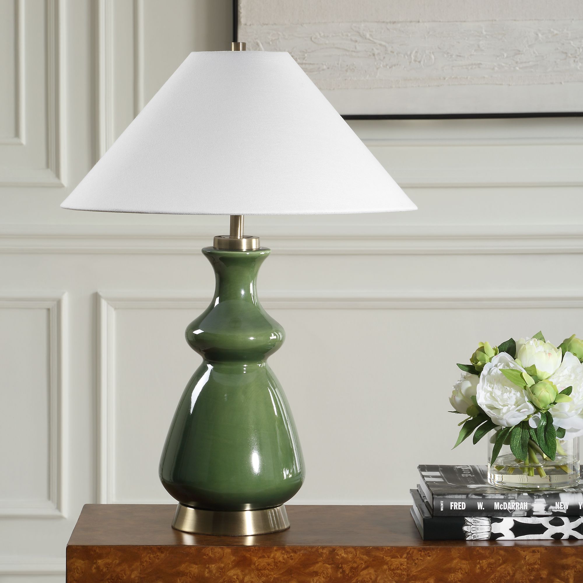 Image 3 Uttermost Green Thumb 27 1/2" Moss Green Ceramic Table Lamp more views