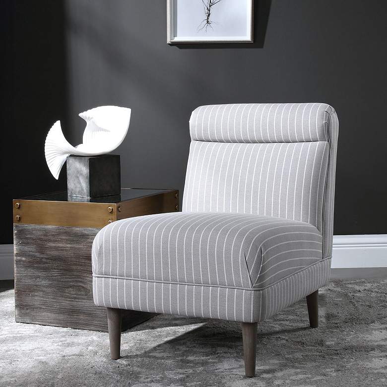 Image 1 Uttermost Grenada Light Gray and White Accent Chair