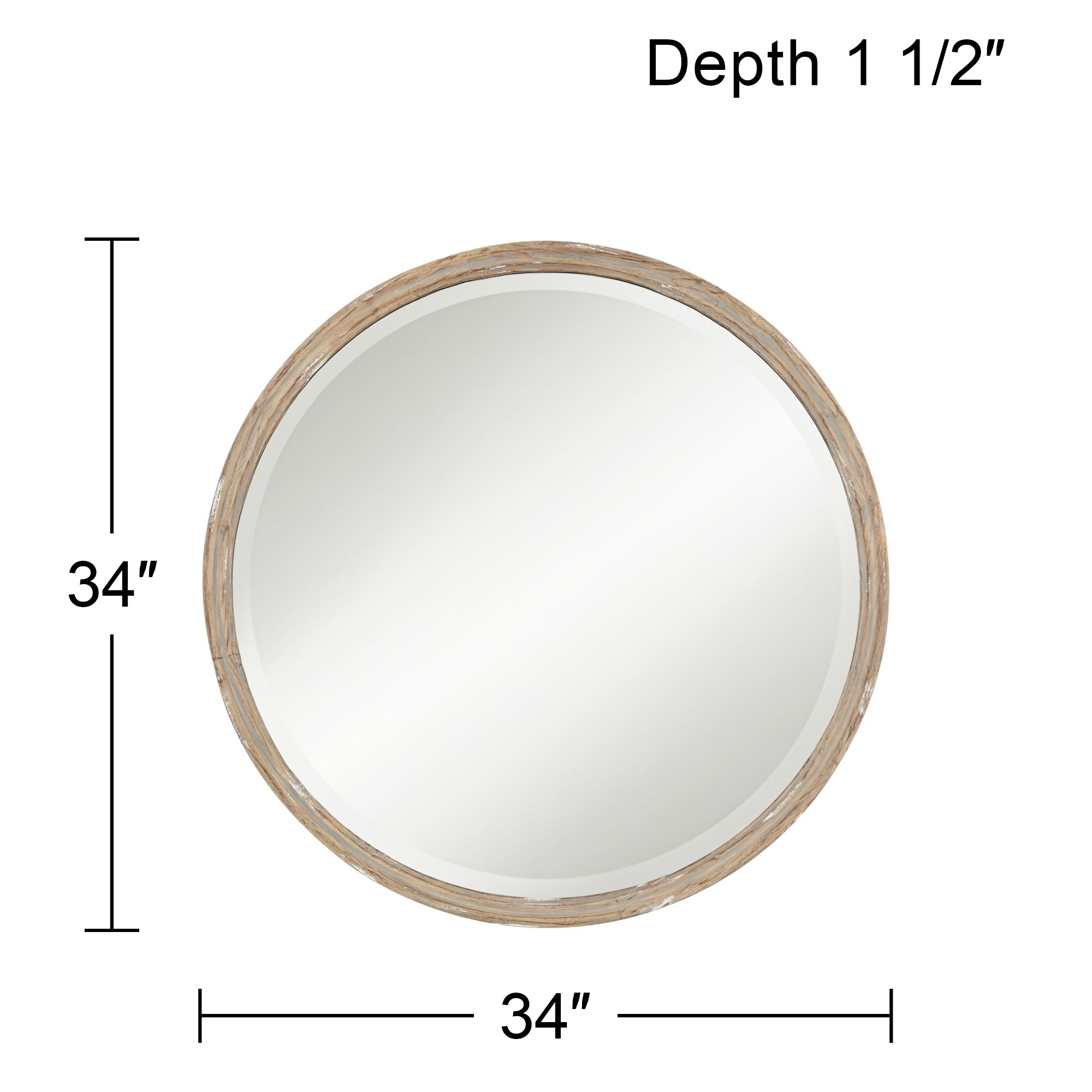Uttermost Greta Faux Wood 34" Round Wall Mirrors Set of 2