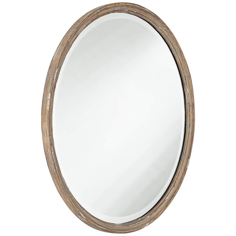 Image 5 Uttermost Greta Faux Wood Finish 34" Round Wall Mirror more views