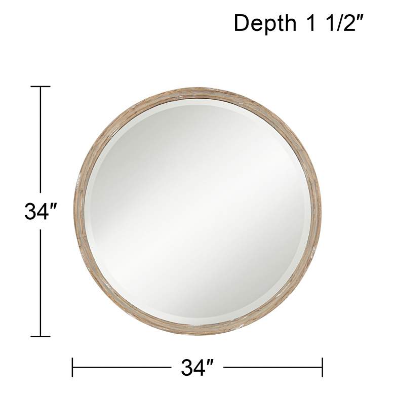 Image 7 Uttermost Greta Faux Wood Finish 34" Round Wall Mirror more views
