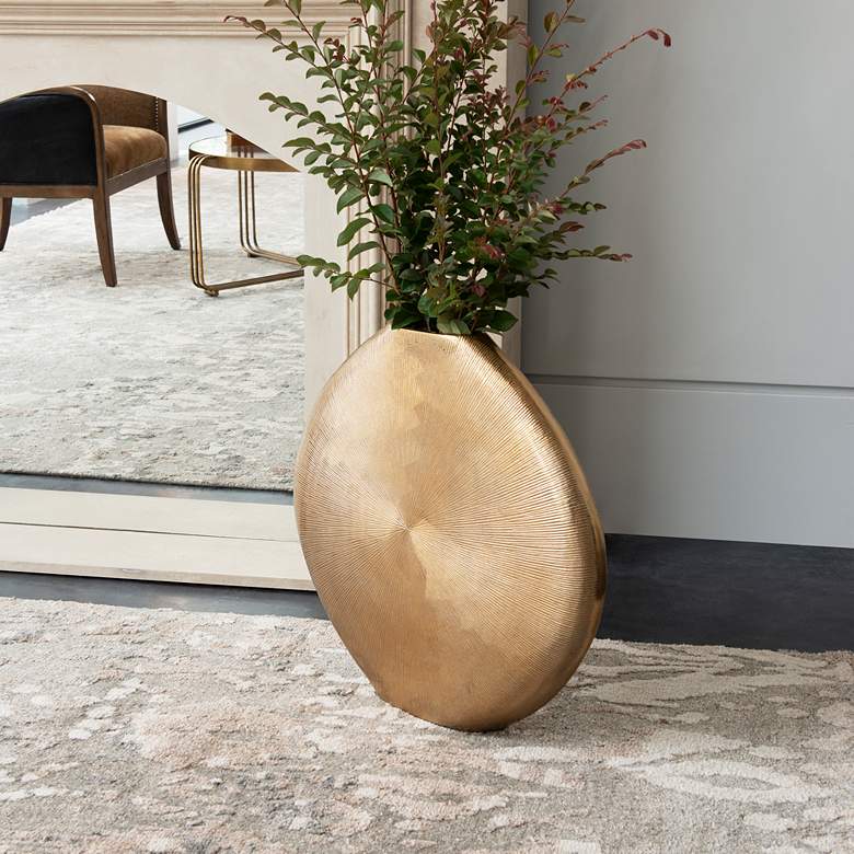 Image 1 Uttermost Gretchen 23" High Ribbed Gold Modern Vase