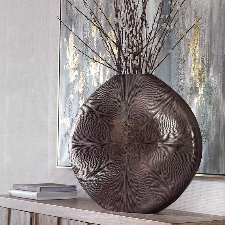 Image 1 Uttermost Gretchen 23" Wide Black Nickel Metal Vase