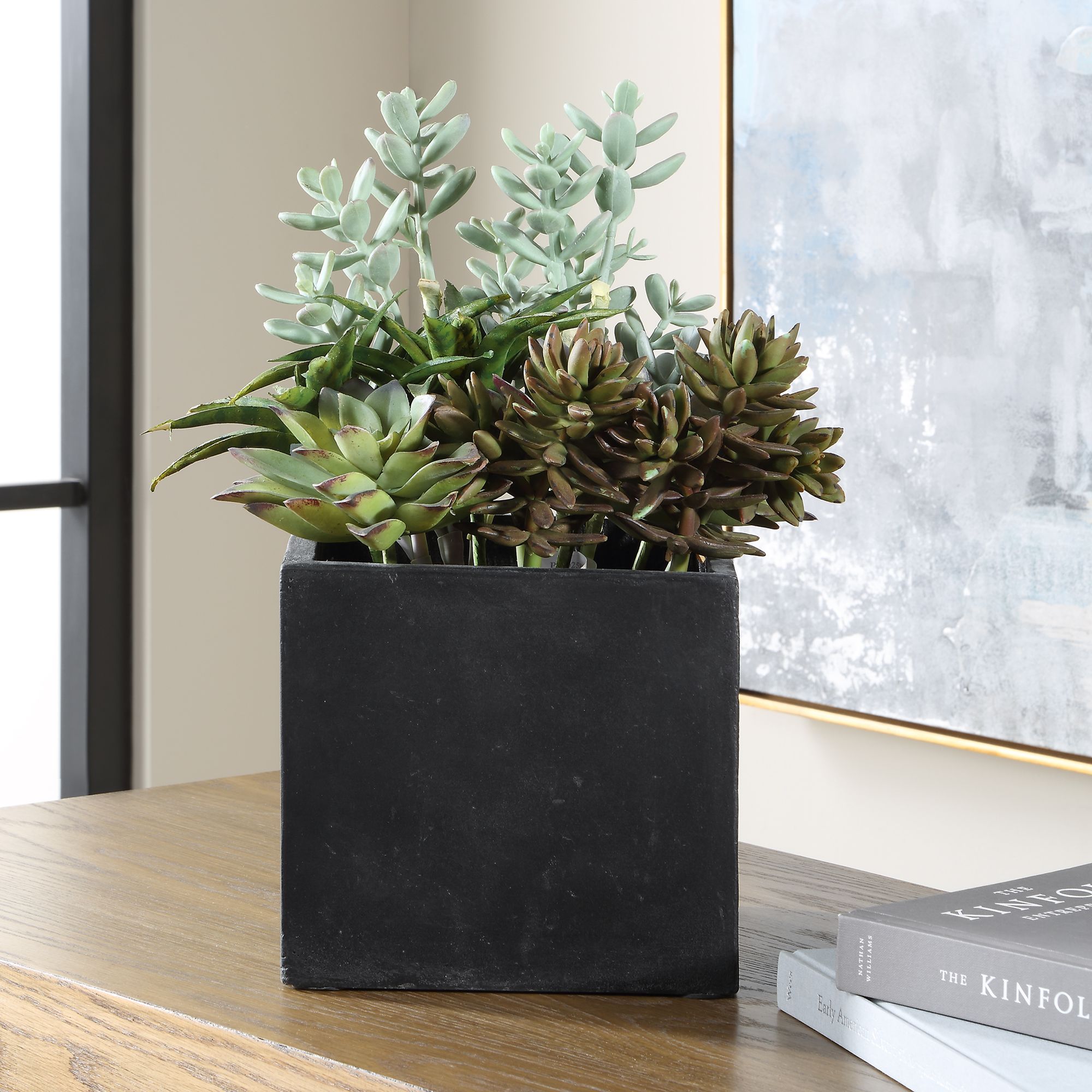 Image 2 Uttermost Greystone 15 3/4"Wide Outdoor Faux Succulent in Planter more views