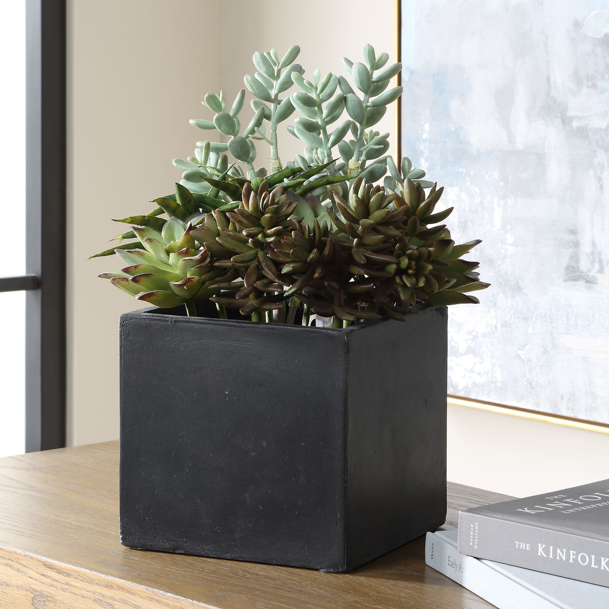Image 3 Uttermost Greystone 15 3/4"Wide Outdoor Faux Succulent in Planter more views