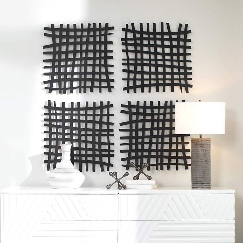 Image 2 Uttermost Gridlines 24" Square Black Metal Wall Art more views