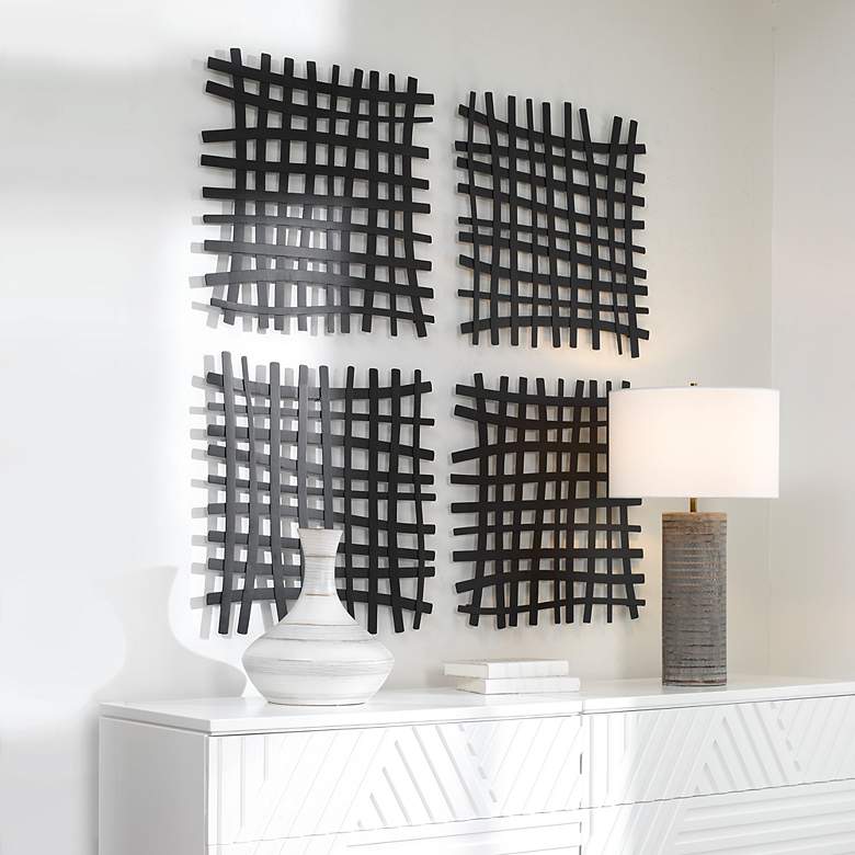 Image 3 Uttermost Gridlines 24" Square Black Metal Wall Art more views