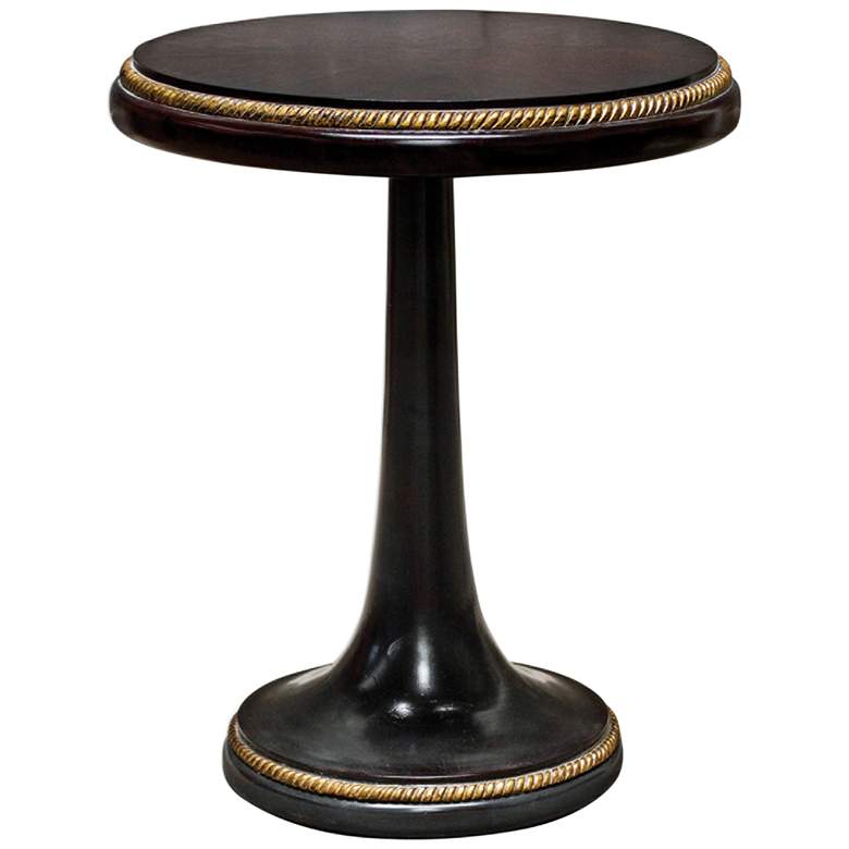 Image 1 Uttermost Griffith Round Dark Gray Wood Accent Table