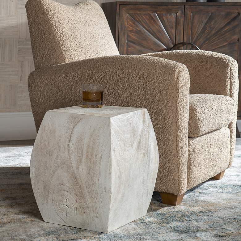 Image 3 Uttermost Grove Ivory Wooden Accent Stool more views