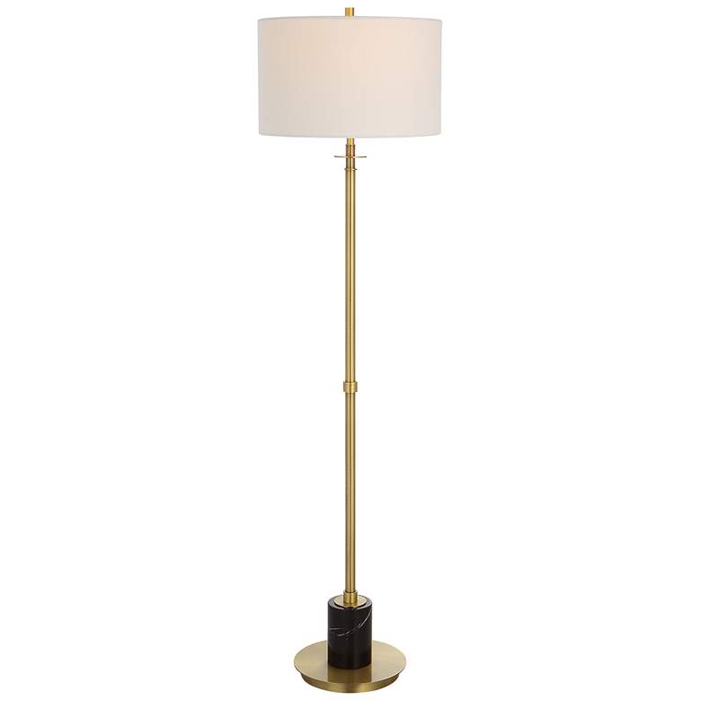 Image 1 Uttermost Guard 65" Black Marble and Antiqued Brass Floor Lamp
