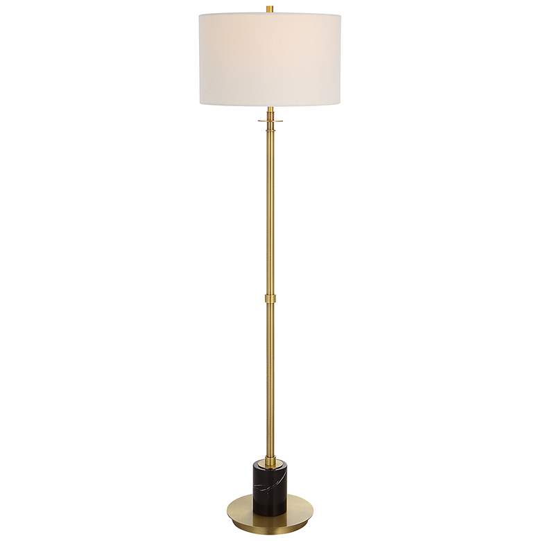 Image 2 Uttermost Guard 65" Black Marble and Antiqued Brass Floor Lamp