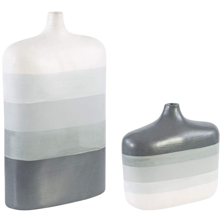Image 2 Uttermost Guevara Gray and White Earthenware Vases Set of 2