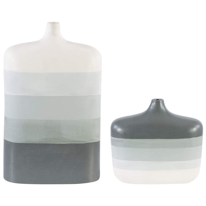 Image 4 Uttermost Guevara Gray and White Earthenware Vases Set of 2 more views