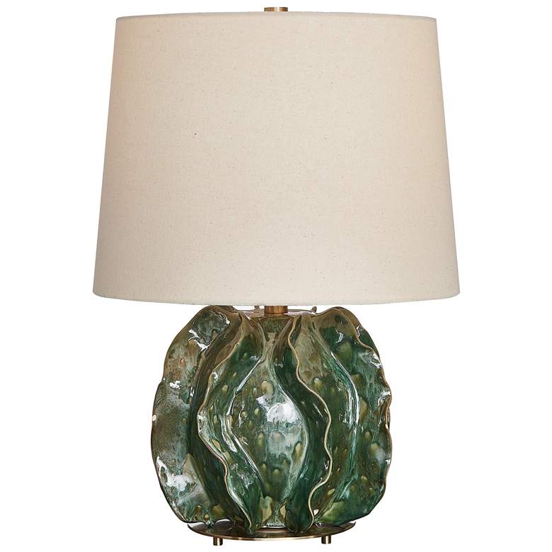 Image 1 Uttermost Guinevere 21 3/8" High Deep Green Ceramic Table Lamp