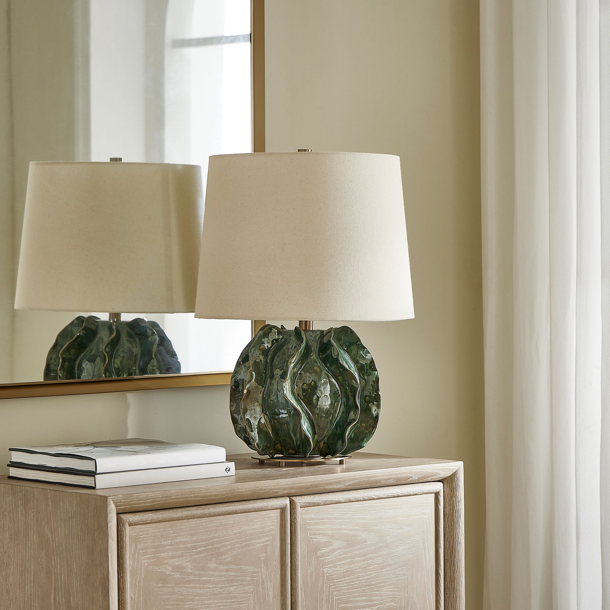 Image 3 Uttermost Guinevere 21 3/8" High Deep Green Ceramic Table Lamp more views