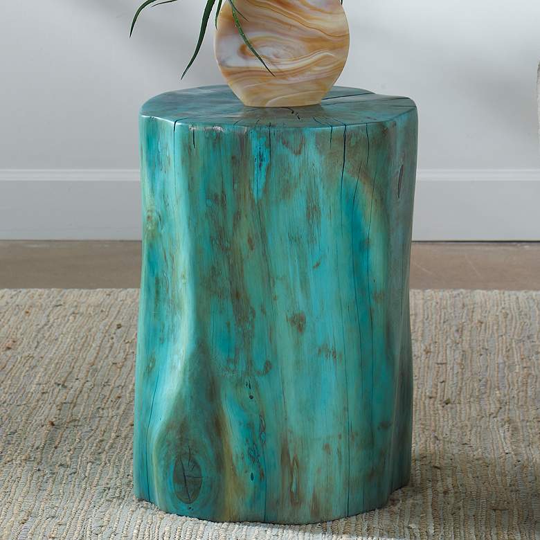 Image 1 Uttermost Habitat Blue-Green Tamarind Wood Accent Stool
