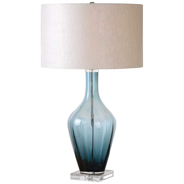 Image 2 Uttermost Hagano Dark Azure Blue Glass Table Lamp