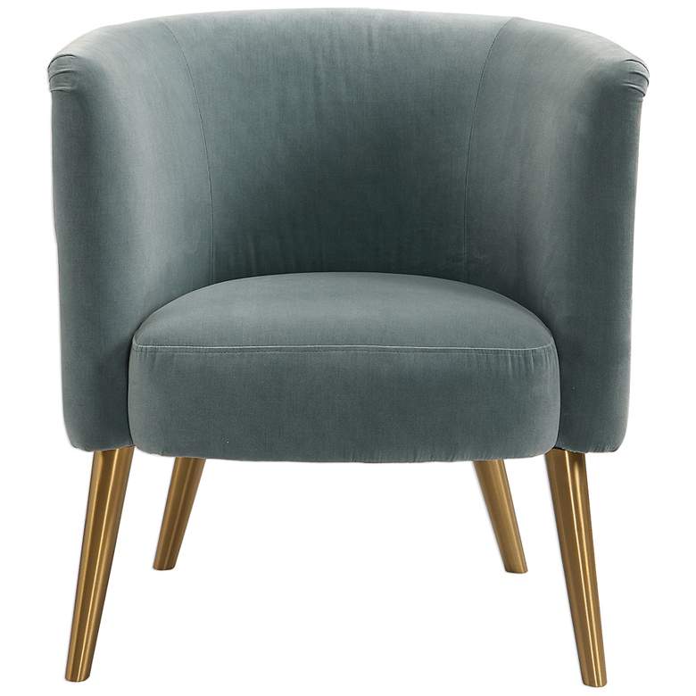 Image 1 Uttermost Haider Slate Blue Velvet Accent Barrel Chair