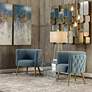 3_Uttermost Haider Slate Blue Velvet Accent Barrel Chair more views