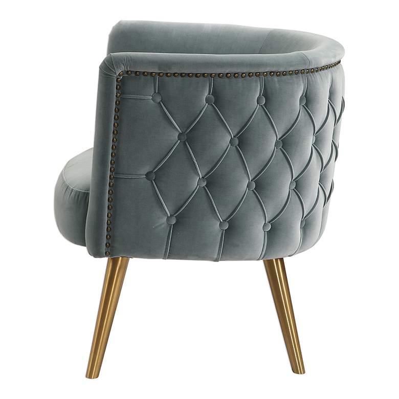 Image 6 Uttermost Haider Slate Blue Velvet Accent Barrel Chair more views