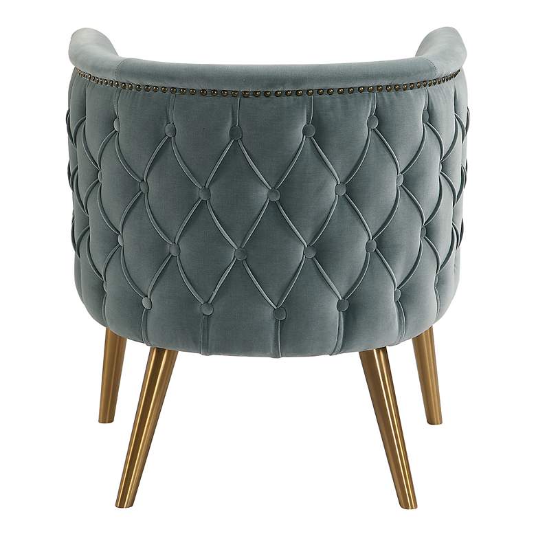 Image 7 Uttermost Haider Slate Blue Velvet Accent Barrel Chair more views