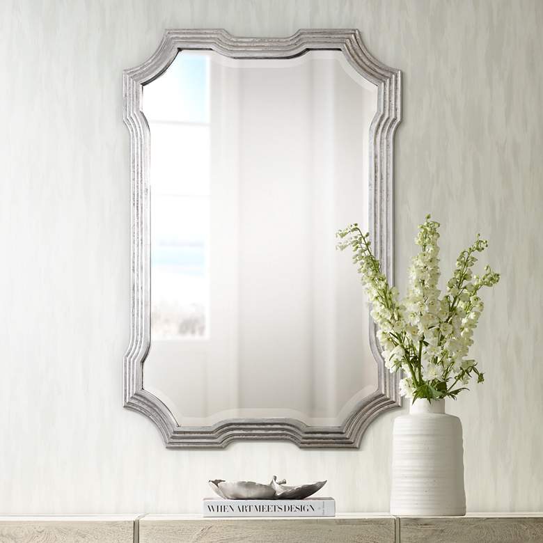 Image 1 Uttermost Halima Silver Leaf 27 inch x 40 inch Wall Mirror