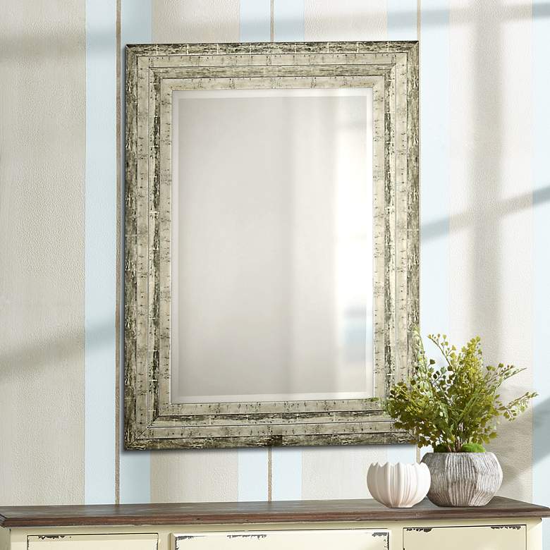 Image 1 Uttermost Hallmar Distressed Silver 26 inch x 36 inch Wall Mirror
