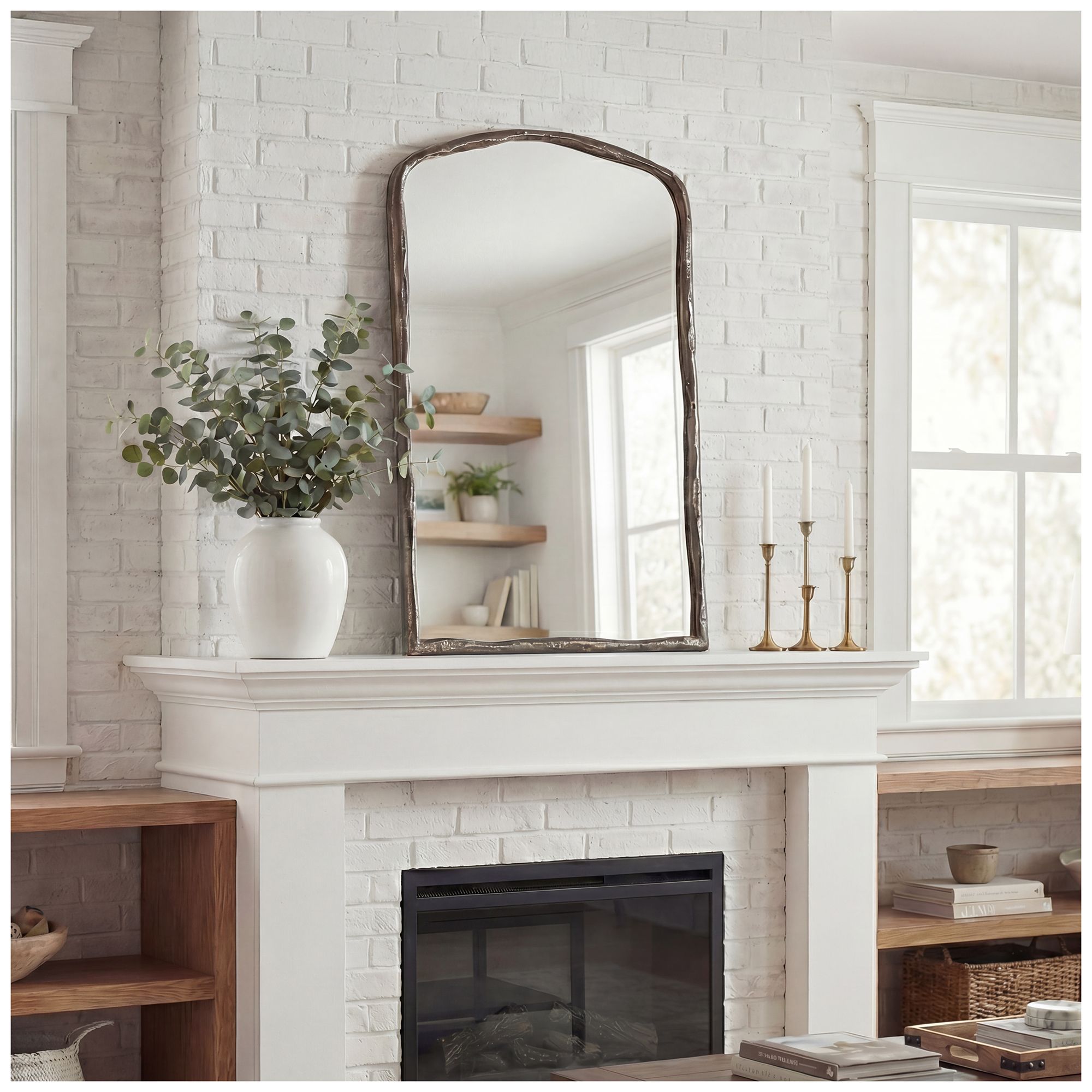Image 2 Uttermost Hammered 24" x 40" Antique Nickel Arch Mirror more views