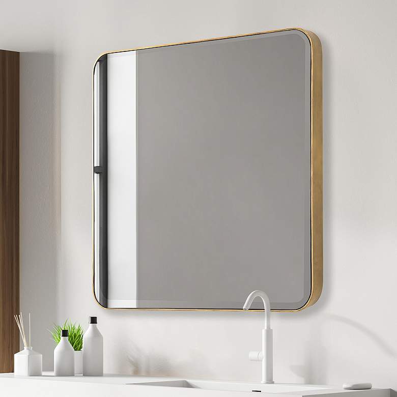 Image 2 Uttermost Hampshire 36" Square Gold Frame Wall Mirror
