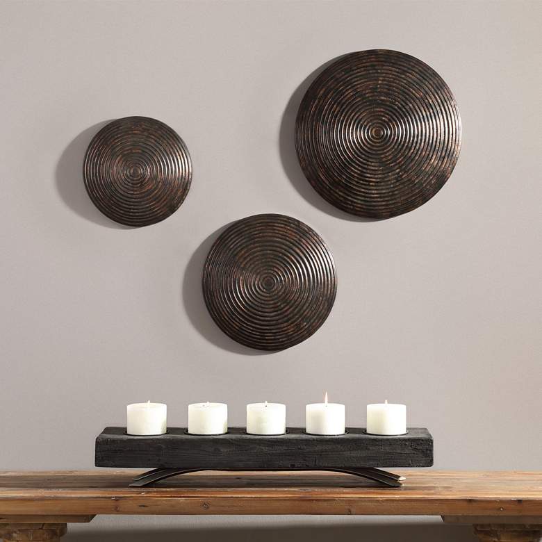 Image 1 Uttermost Hanneli Aged Bronze 3-Piece Metal Wall Art Set