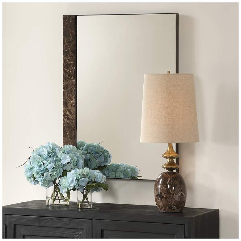 Image 3 Uttermost Hanover 35 7/8" x 26 3/4" Brown Marble Mirror more views