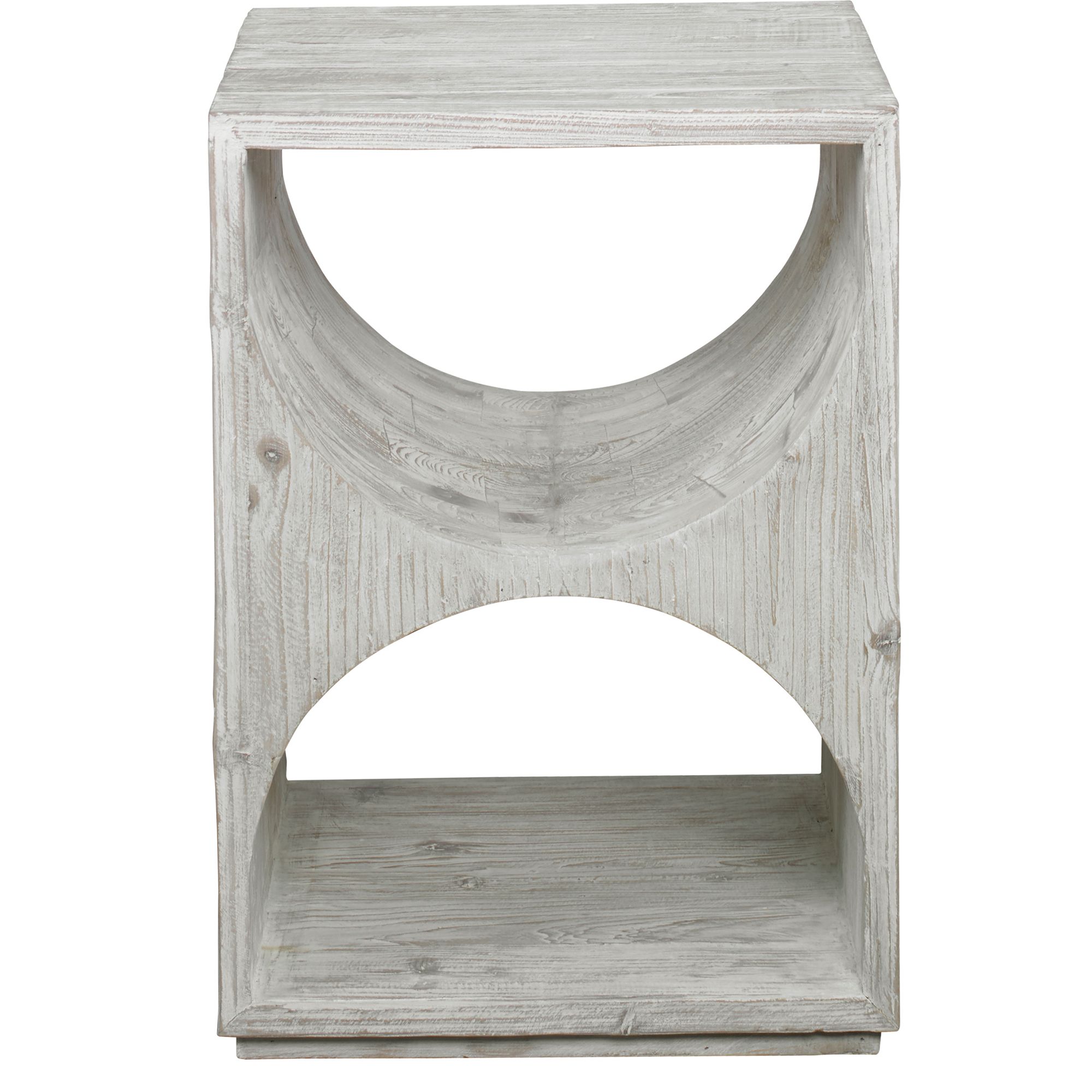 Image 3 Uttermost Hans 18" Wide Distressed Ivory Wood Side Table more views