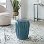 3_Uttermost Harbor Aqua Blue Ceramic Garden Stool more views