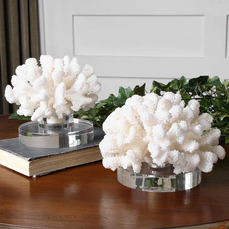 Image 1 Uttermost Hard Cream Coral 2-Piece Accent Sculpture Set