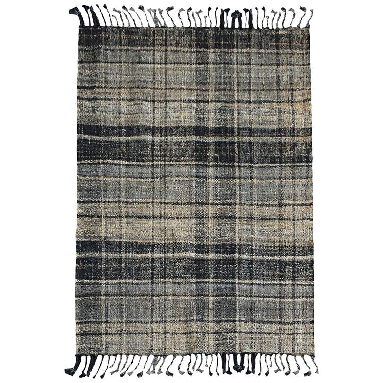 Image 1 Uttermost Hargreaves 5&#39;x8&#39; Black and Gray Plaid Area Rug