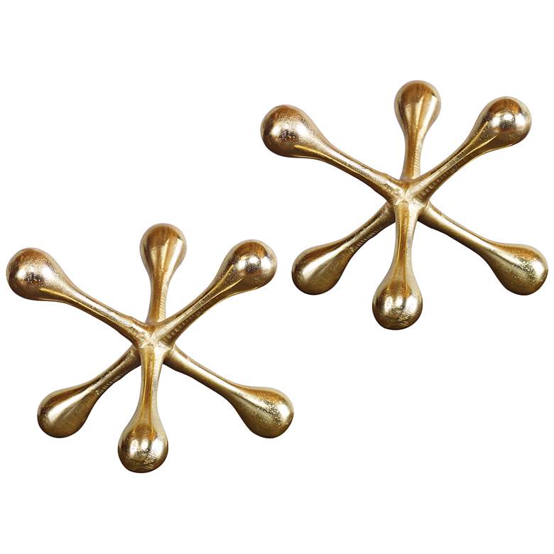 Image 2 Uttermost Harlan 7 inch Wide Brass Decorative Objects Set of 2