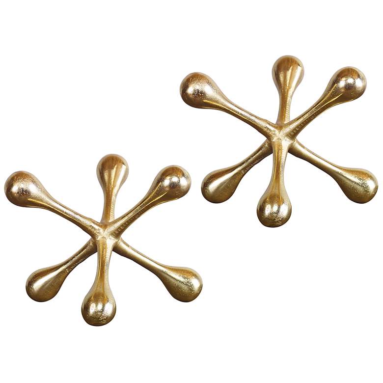 Image 2 Uttermost Harlan 7" Wide Brass Decorative Objects Set of 2
