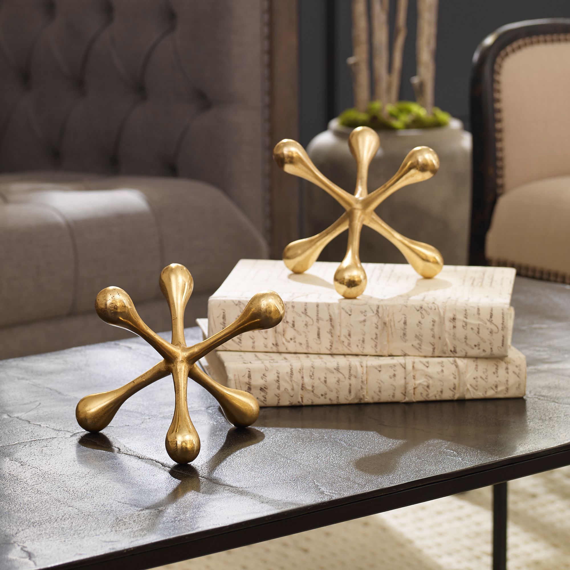 Image 4 Uttermost Harlan 7" Wide Brass Decorative Objects Set of 2 more views