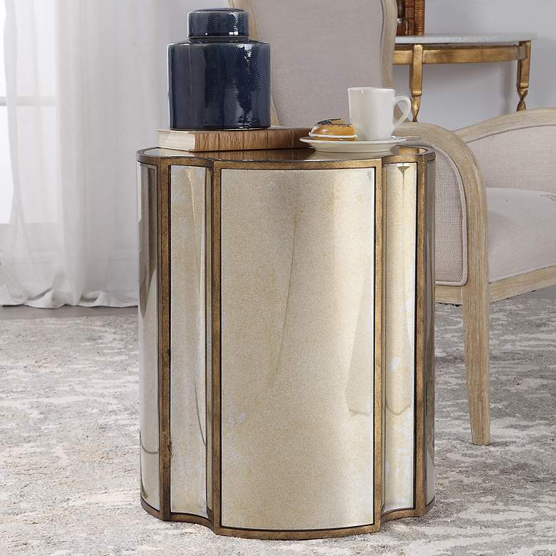 Image 1 Uttermost Harlow 20" Wide Mirrored Quatrefoil Accent Table