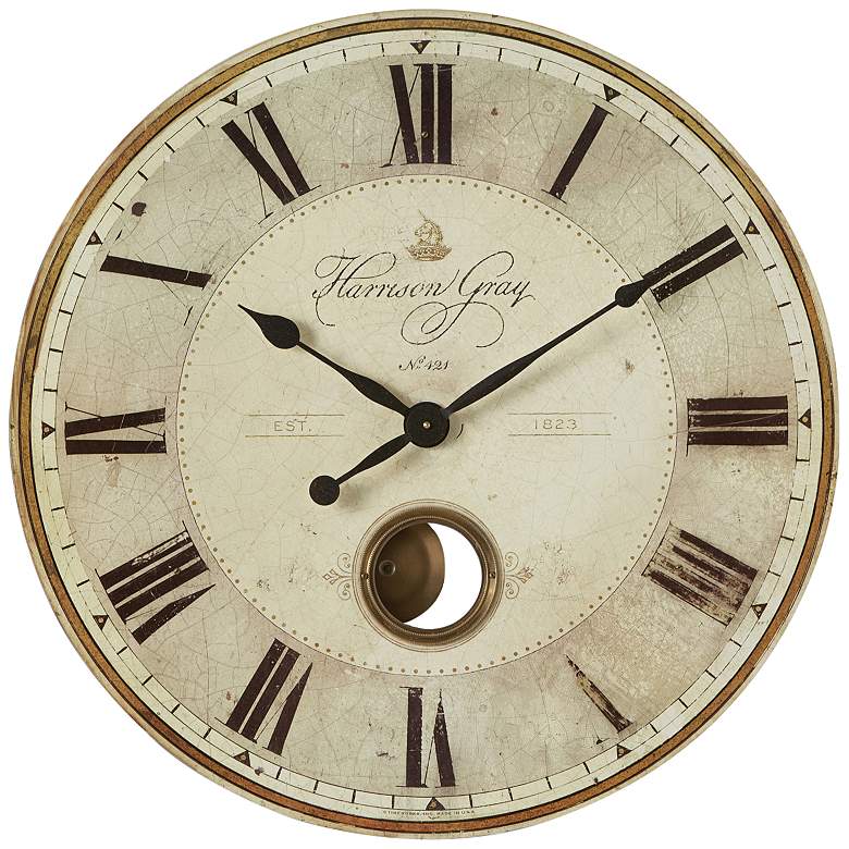 Image 2 Uttermost Harrison Gray Brass 30" Round Wall Clock