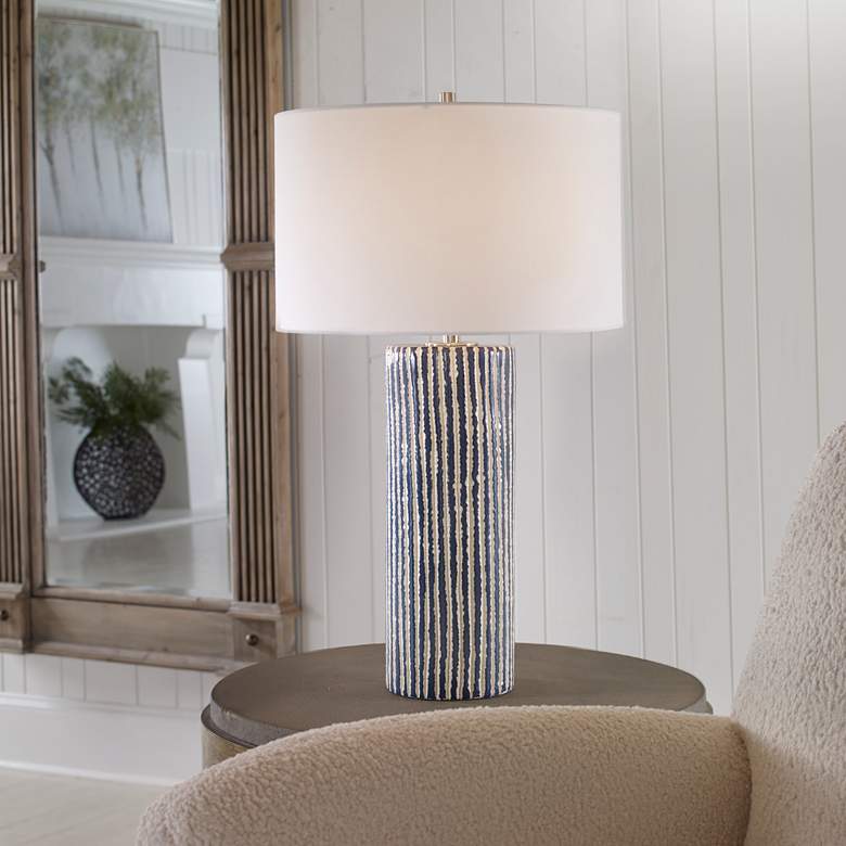 Image 1 Uttermost Havana 27 1/2" Cobalt Blue and White Ceramic Table Lamp