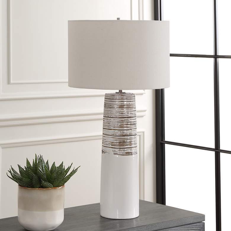 Image 3 Uttermost Haven 29 1/2" White and Brown Ceramic Table Lamp more views